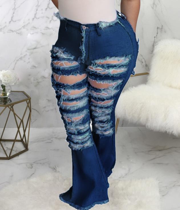 Mychic Ripped oversized flared jeans