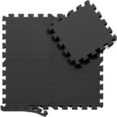 Interlocking Soft Foam Floor Mats - 18 Pieces EVA Puzzle Rubber Tiles Protective Flooring Set - Ground Protector, Surface Protection | Large Underlay Matting T Cross Pattern Texture