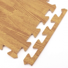 16 Pieces Printed Wood Grain Floor Tiles 3/8-Inch Thick EVA Foam Puzzle Floor Mat