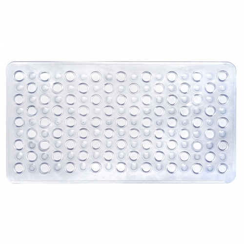 CT WHESL Bath Tub Shower Mat 40x16 Inch Non-Slip and Latex Free,Bathtub Mat with Suction Cups, Machine Washable Bathroom Mats with Drain Holes (Clear)