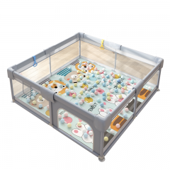 AFCWL Baby Playpen, Playpen for Babies and Toddlers, Extra Large Playard with Gate, Kids Safety Play Pens Portable Play Yard with Star Print (Gray, 71