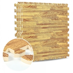 Wood Grain Floor Mat 6/12 Tiles Foam Interlocking Puzzle Wood Mat for Kids, Gym, Basement 2'x2'
