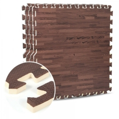 Wood Grain Floor Mat 6/12 Tiles Foam Interlocking Puzzle Wood Mat for Kids, Gym, Basement 2'x2'