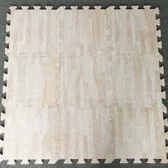 1cm 1.2cm Anti Fatigue Puzzle Mat 60*60cm Non-Toxic EVA Waterproof Wood Stripes Puzzle Mat with Borders