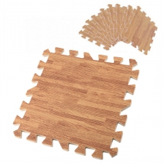 1cm 1.2cm Anti Fatigue Puzzle Mat 60*60cm Non-Toxic EVA Waterproof Wood Stripes Puzzle Mat with Borders