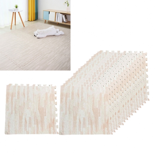 Wood Grain Floor Mats Foam Interlocking Mats Tile 3/8-Inch Thick Flooring Wood Mat Tiles - Home Office Playroom Basement Trade Show