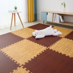 Eva Wood Grain Cushioned Floor Mat Interlocking Foam Puzzle Anti Fatigue Extra Thick Children Play