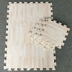 1cm 1.2cm Anti Fatigue Puzzle Mat 60*60cm Non-Toxic EVA Waterproof Wood Stripes Puzzle Mat with Borders