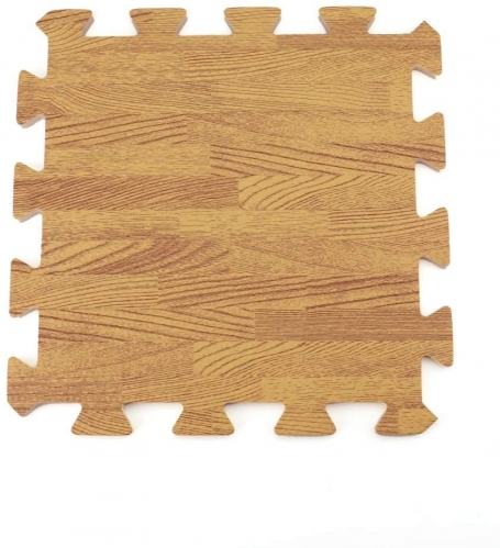 60*60*1.2cm Puzzle Wooden Grain Exercise Mat, Floor Interlocking Mat with EVA Foam Interlocking Tiles for Exercise