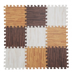 Factory Price 1cm 1.2cm 2cm and 2.5cm Printed Wood Grain Interlocking Floor Tiles EVA Foam Grey Puzzle Floor Mat with Borders