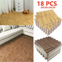 16 Pieces Printed Wood Grain Floor Tiles 3/8-Inch Thick EVA Foam Puzzle Floor Mat