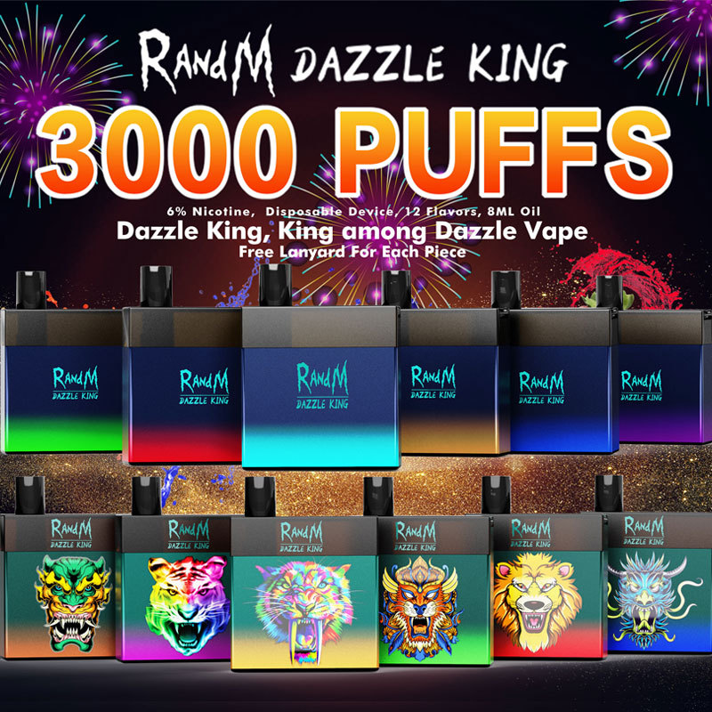 RandM Dazzle King Disposable Vape Kit 3000 Puffs with Cool RGB Light Rechargeable