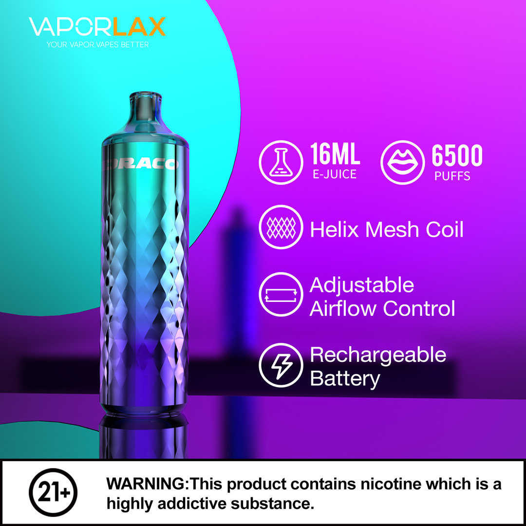 Vaporlax Darco Rechargeable Disposable Vape Device 6500 Puffs