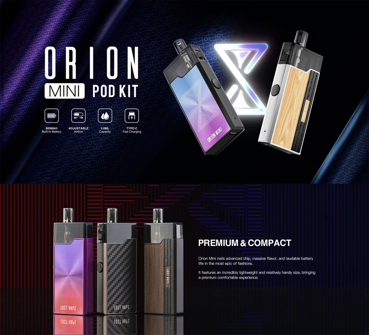 Lost Vape Orion Mini Pod System Kit 800mAh 17W