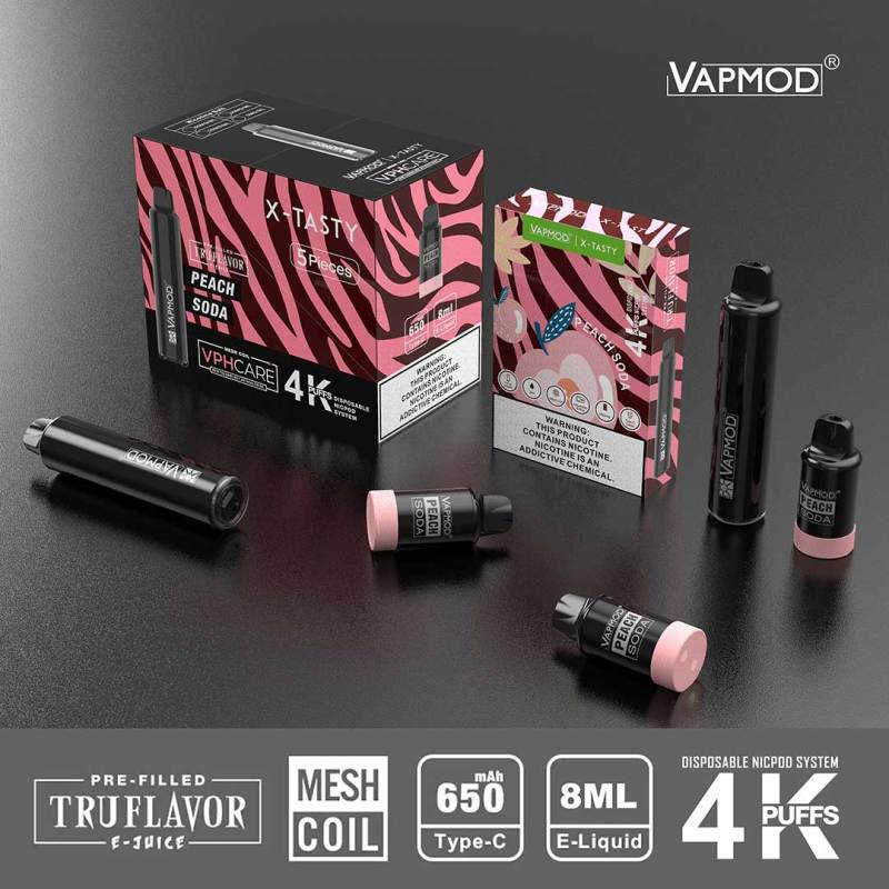 VAPMOD X-TASTY-4000 PUFFS Disposable Vape Pen Pod Replaceable