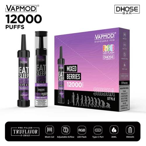 VAPMOD DHOSE BAR 12000 Puffs SHISHA Style Disposable Vape with RGB LED