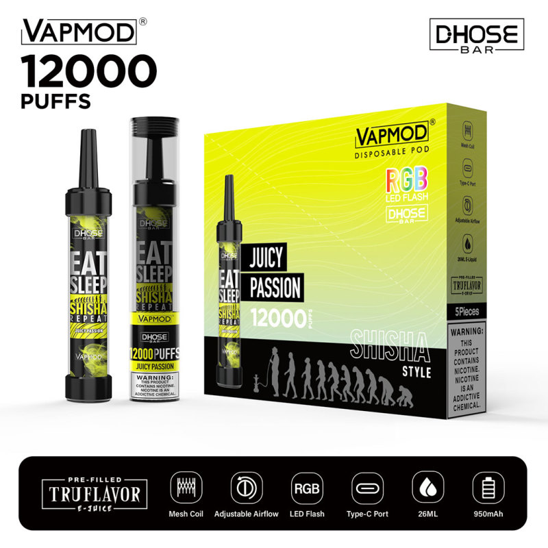 VAPMOD DHOSE BAR 12000 Puffs SHISHA Style Disposable Vape with RGB LED