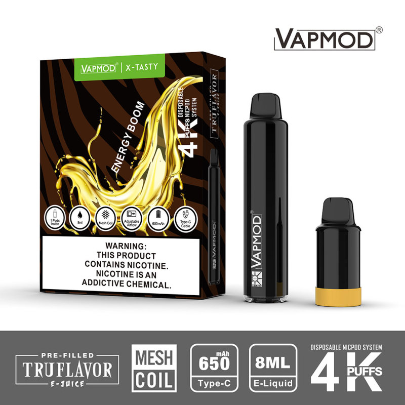 VAPMOD X-TASTY-4000 PUFFS Disposable Vape Pen Pod Replaceable