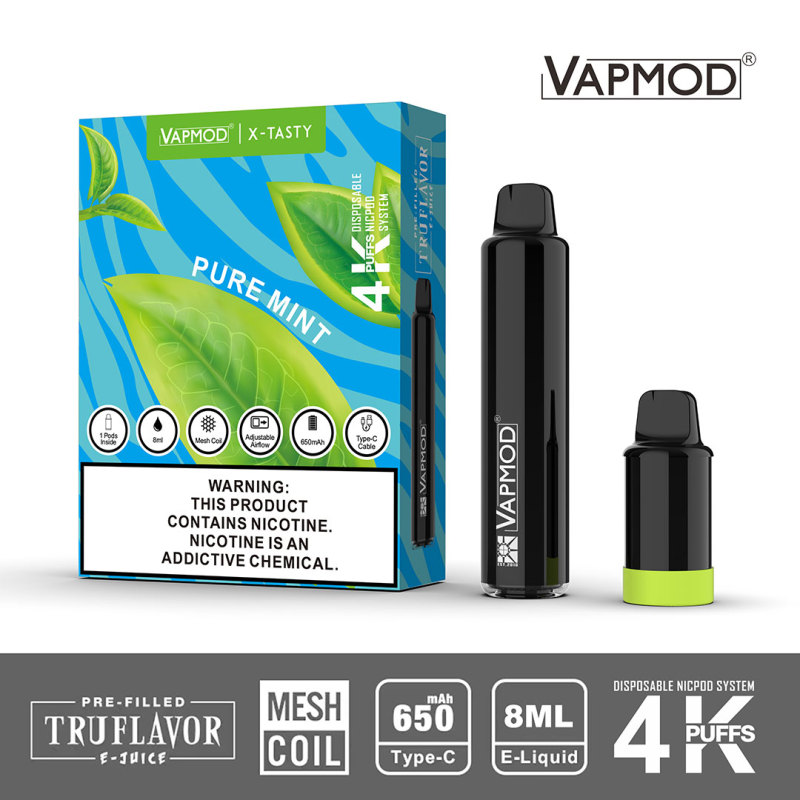 VAPMOD X-TASTY-4000 PUFFS Disposable Vape Pen Pod Replaceable