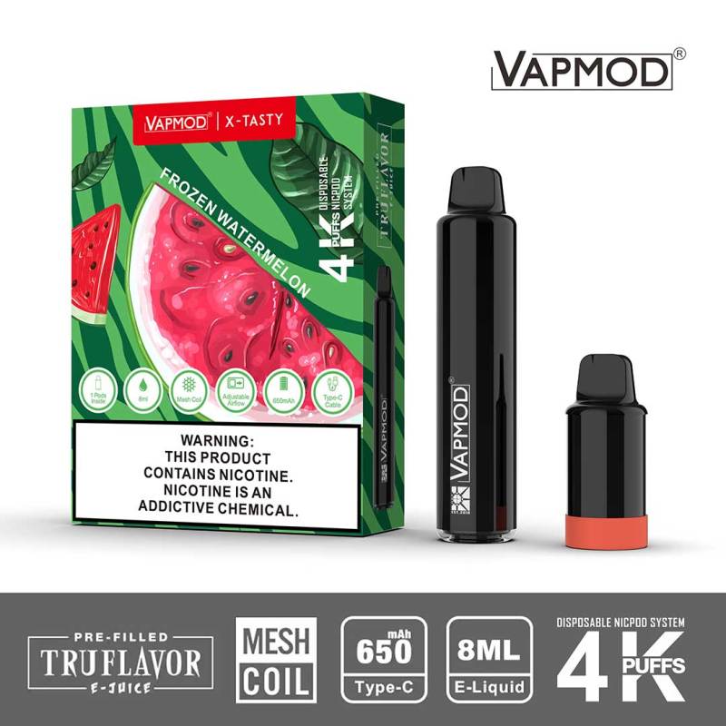 VAPMOD X-TASTY-4000 PUFFS Disposable Vape Pen Pod Replaceable