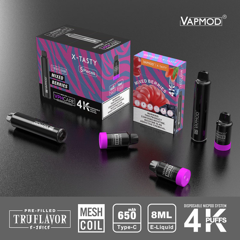 VAPMOD X-TASTY-4000 PUFFS Disposable Vape Pen Pod Replaceable