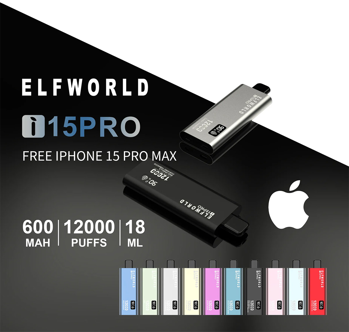 ELFWORLD I15 Pro 12000 Disposable Vape with eLiquid and Battery Display