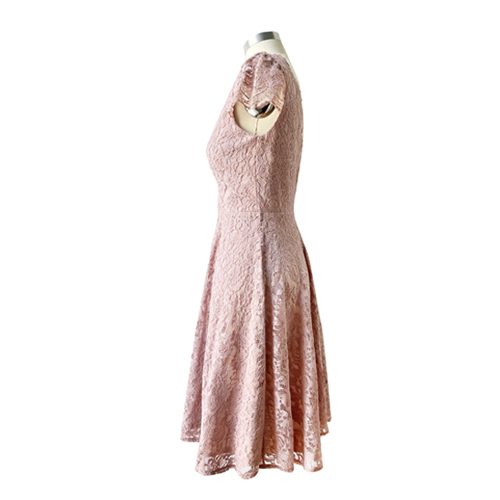 Fashion Pink Color V-neck women's Dress