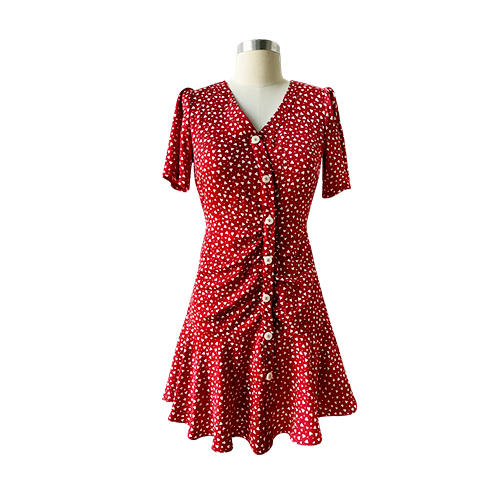 Vintage Floral V-neck Dress Elegant Women's Dresses