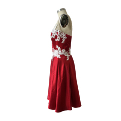 Tulle Formal Wear Knee Length Custom Made Red Lace Dresses