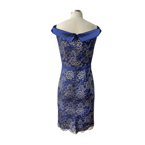 Wholesale Dark Blue Bodycon Embroidered Lace Casual Dress Ladies