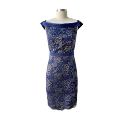Wholesale Dark Blue Bodycon Embroidered Lace Casual Dress Ladies