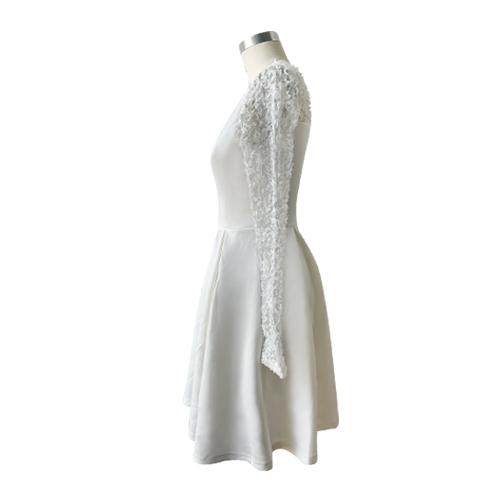 Fashion Casual Slim Long Sleeves White Lace Dress