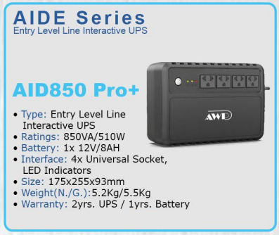 AWP Line Interactive UPS Aide Pro+  850VA