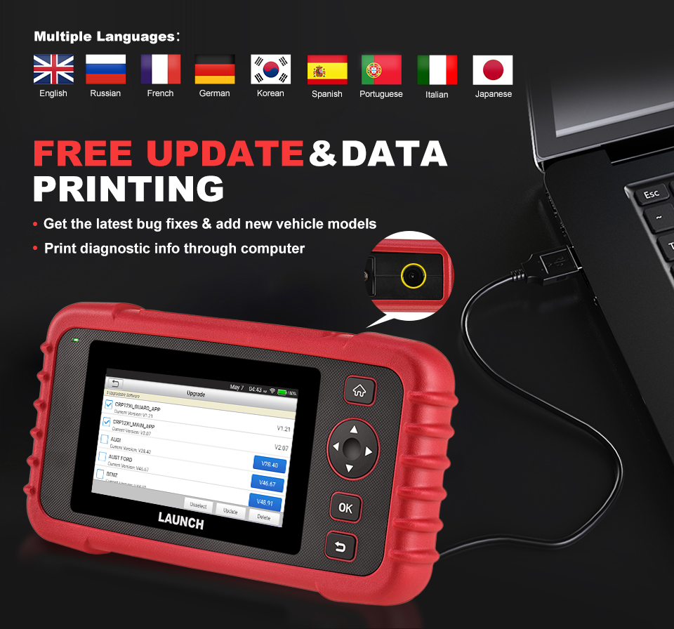 LAUNCH CRP123X for Engine Transmission ABS SRS Diagnostics with AutoVIN  Service