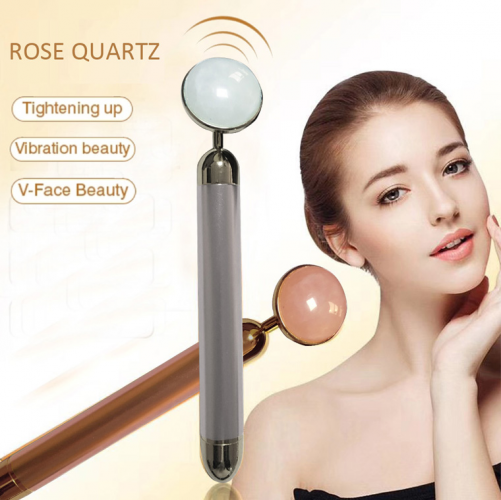 Electric mini vibrating crystal massage rose quartz facial roller