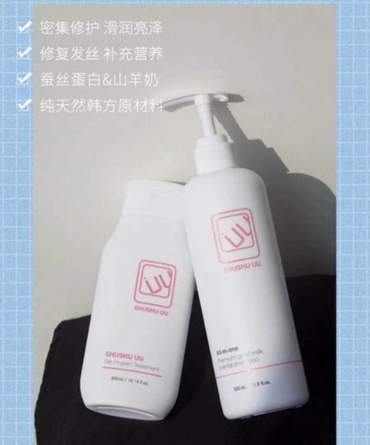 SHUSHU UU All-in-One Premium Goat Milk Shampoo 500ML + Silk Protein Treatment Conditioner 300ML