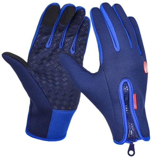 Blue Thermal Winter Gloves Windproof Men and Women