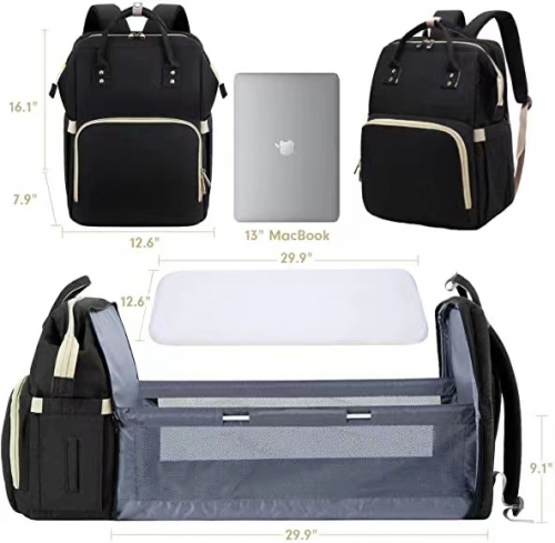 Diaper bag backpack with changing station