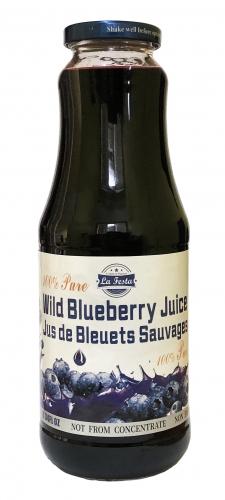 100% Pure Wild Blueberry Juice （1L * 12 Bottles)