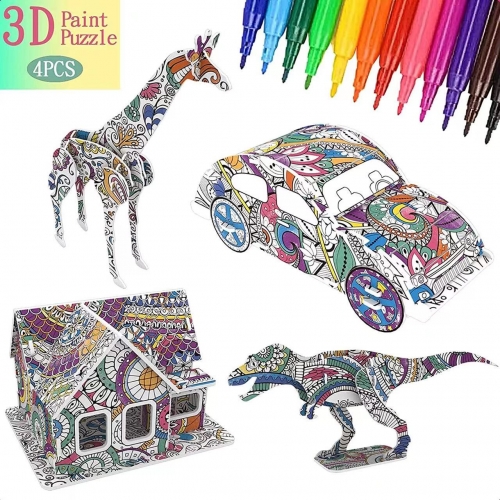 3D Puzzle with coloring pens