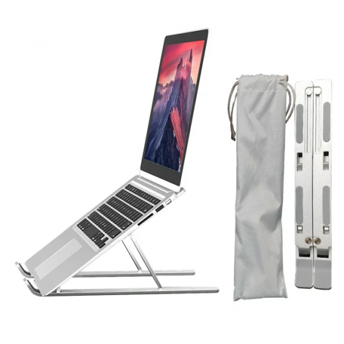 Dododcool Aluminum Alloy Laptop Stand Portable Foldable Computer Notebook Holder Ergonomic Desktop Laptop Riser Bracket with 6 Levels Height Adjustmen