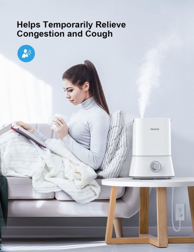 Homech AH001 Cool Mist Humidifier 26db Quiet Ultrasonic Humidifiers for Bedroom