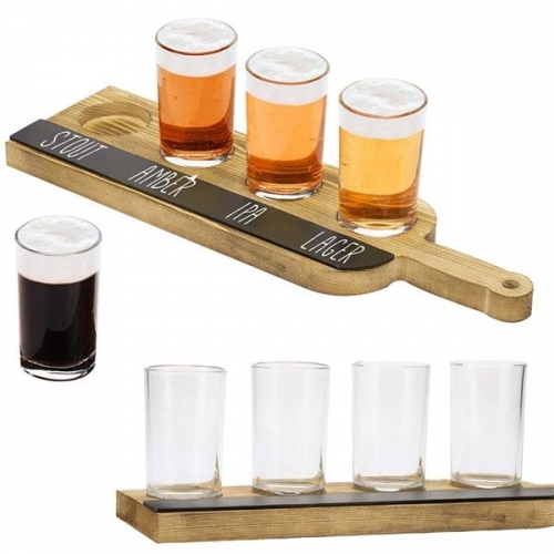 Natural Color Wooden Shot Glass Holder Serving Tray