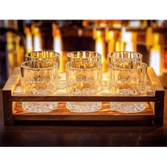 wooden wine tray 6 glasses holder