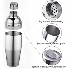 Stainless Steel Cocktail Mixer Bar Tools Set Metal Boston Shaker With Stand