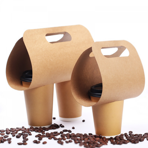 Hot drink cardboard papercup carrier with handle