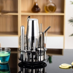 Acrylic Frame Stand Bartender Kit Set Stainless Steel Cocktail Shaker