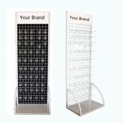 retail shop store custom wire mesh metal grid panel hook hanging merchandise floor products display stand rack