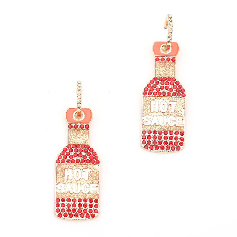 fashion wine bottle alloy diamond earrings