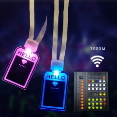 Remote control colorful acrylic light listing bar KTV work card luminous name badge LED flash rope hanging